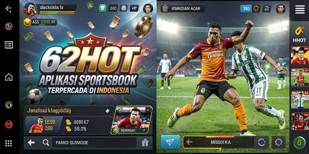 Tampilan utama aplikasi Sportsbook dengan berbagai pilihan taruhan.