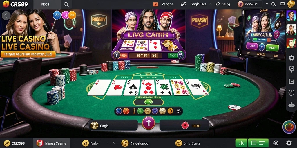 Tampilan gameplay Live Casino yang memukau di aplikasi CRS99.