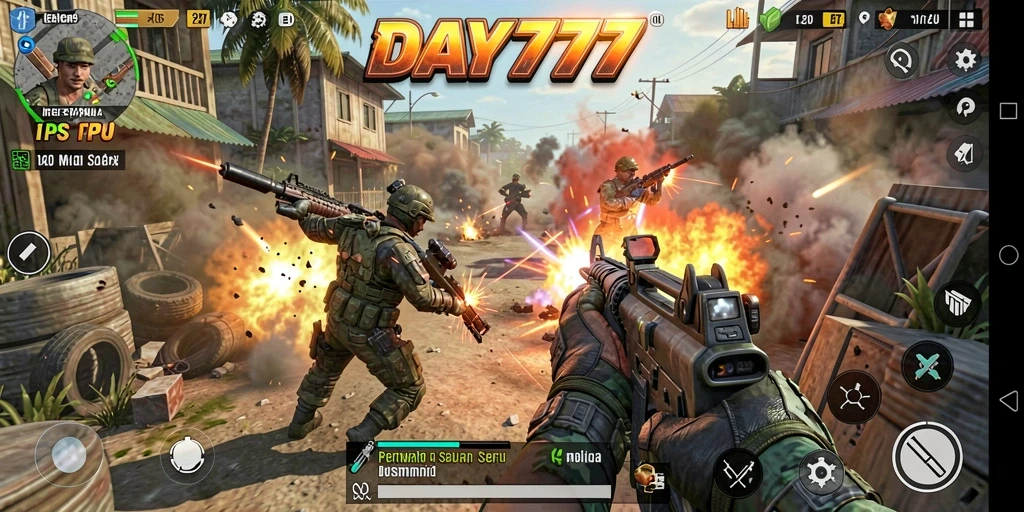 Gambar gameplay DAY777 yang intens dan mendebarkan.
