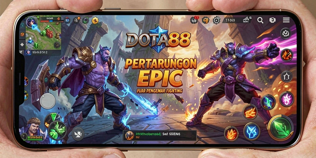 Screenshot DOTA88 menampilkan aksi pertarungan yang intens dan karakter yang menonjol.