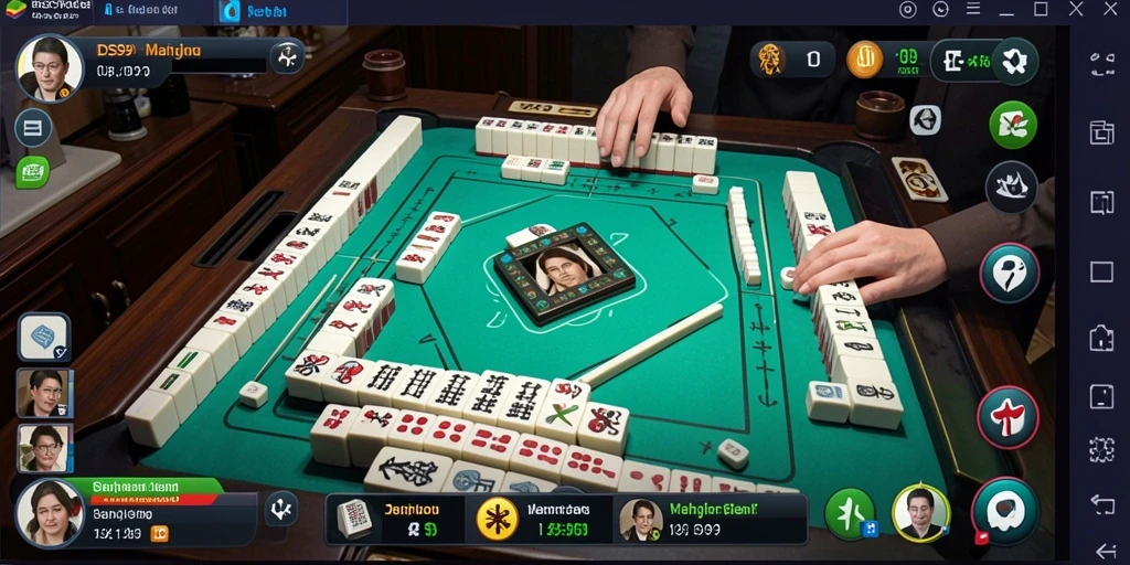 Tampilan gameplay utama DS99 dalam permainan Mahjong yang seru.