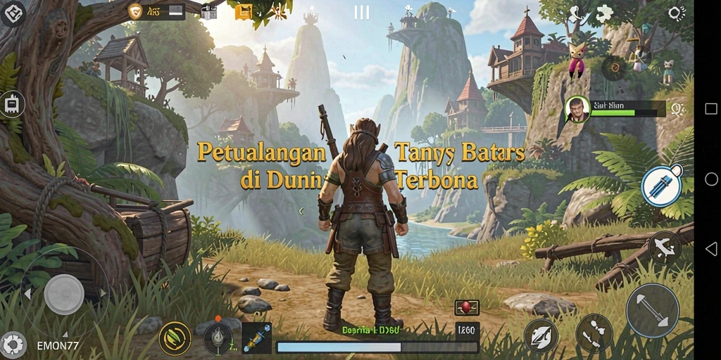 Gameplay EMON77 yang menampilkan petualangan di dunia terbuka.