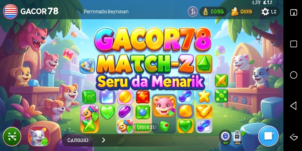 Screenshot GACOR78 menampilkan permainan Match-3 yang seru dan penuh warna.