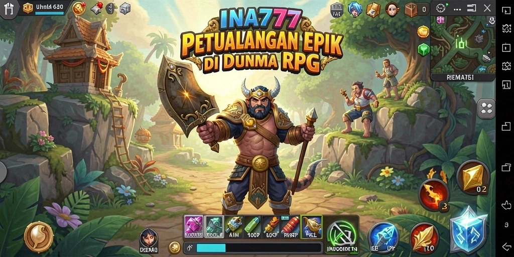 Screenshot utama INA777 menampilkan karakter beraksi dalam pertempuran RPG yang intens.