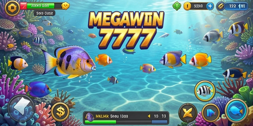 Gameplay menarik dari MEGAWIN777 dalam menembak ikan berwarna-warni.