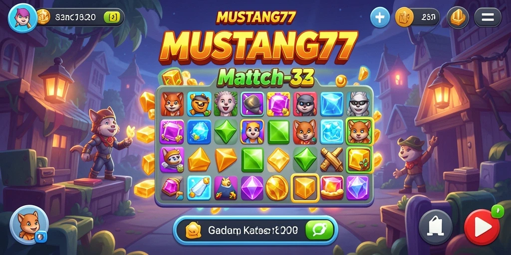 Gameplay seru dalam game Match-3 MUSTANG77.