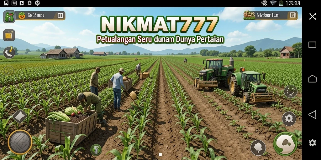 Screenshot gameplay NIKMAT777 menampilkan ladang pertanian yang rimbun.