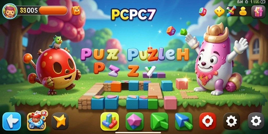Tampilan menarik dari gameplay Puzzle PCPC7 yang menantang.