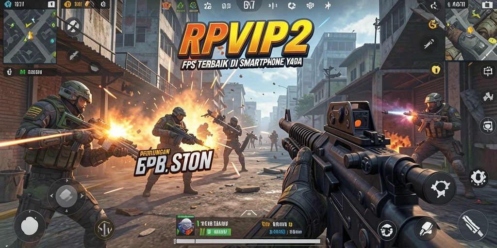 Screenshot gameplay RPVIP2 dengan aksi tembak-menembak yang intens.
