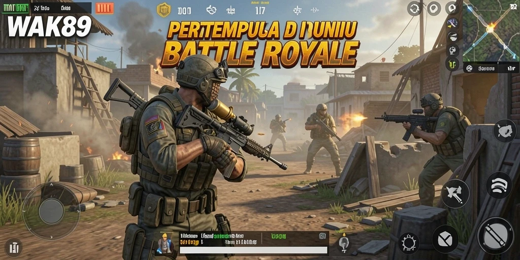 Tampilan menegangkan dari gameplay <strong>WAK89</strong> di medan Battle Royale.